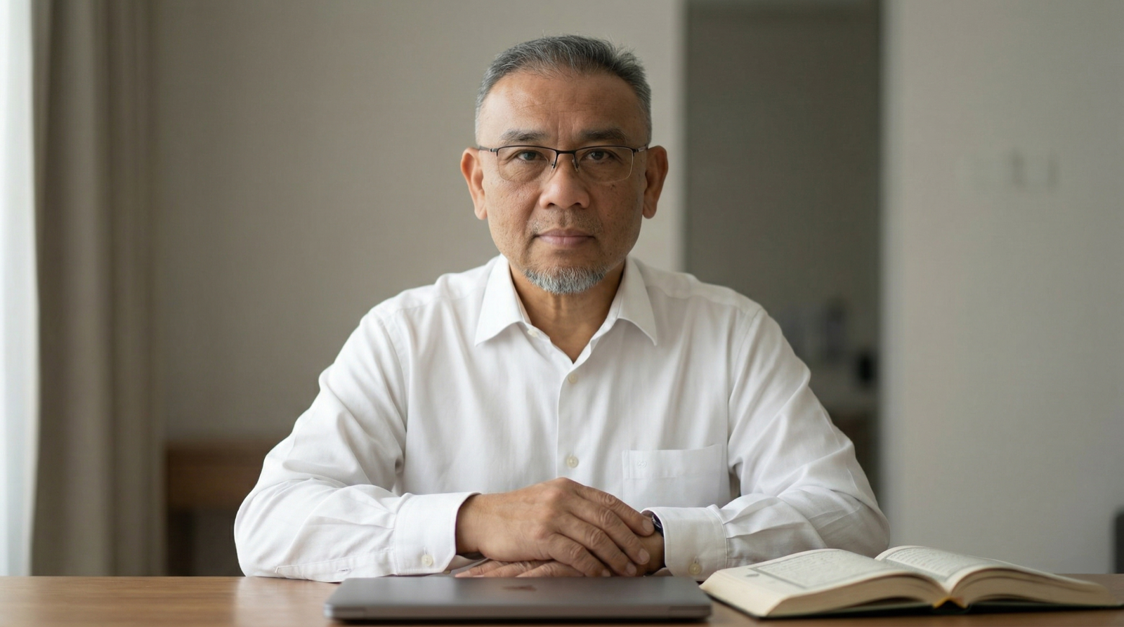 Farhad Omar seated at his desk